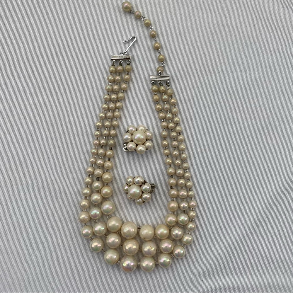 Vintage necklace with clip earrings set
